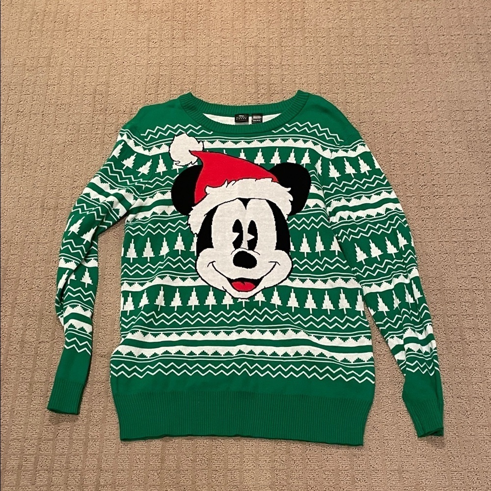 Disney Green Sweater with Festive Mickey Design